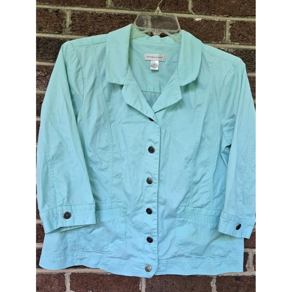 Christopher And Banks XL Mint Green Summer Shacket Lightweight Vacation Stretch